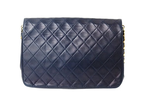 CHANEL シャネル マトラッセ ショルダーバッグ ネイビー 0番台 チェーン ラムスキン 中古 52248