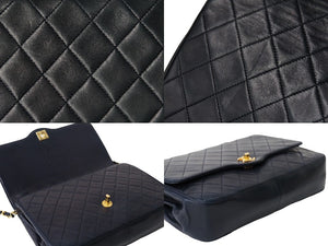 CHANEL シャネル マトラッセ ショルダーバッグ ネイビー 0番台 チェーン ラムスキン 中古 52248