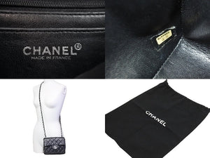 CHANEL シャネル ミニマトラッセ チェーンショルダーバッグ ココマーク 6番台 キャビアスキン ブラック シルバー 美品 中古 52267