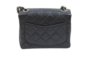CHANEL シャネル ミニマトラッセ チェーンショルダーバッグ ココマーク 6番台 キャビアスキン ブラック シルバー 美品 中古 52267
