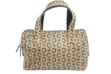 極美品 CELINE セリーヌ ハンドバッグ ミニボストンバッグ Cマカダム ヴィンテージ MC99/2 ハラコ ベージュ ゴールド 中古 52306