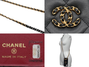 CHANEL シャネル スマホケース チェーンショルダー カーフスキン 30番台 ゴールド×シルバー金具 美品 中古 52340