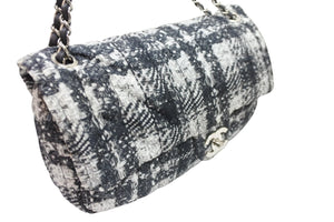 CHANEL シャネル ショルダーバッグ 18番台 2014 ツイード柄 チェーンショルダー グレー ナイロン シルバー金具 美品 中古 52341
