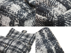 CHANEL シャネル ショルダーバッグ 18番台 2014 ツイード柄 チェーンショルダー グレー ナイロン シルバー金具 美品 中古 52341