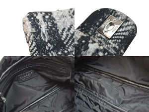CHANEL シャネル ショルダーバッグ 18番台 2014 ツイード柄 チェーンショルダー グレー ナイロン シルバー金具 美品 中古 52341