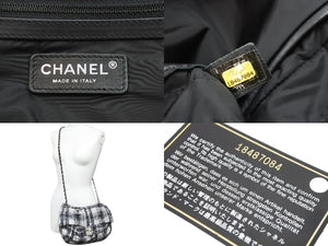 CHANEL シャネル ショルダーバッグ 18番台 2014 ツイード柄 チェーンショルダー グレー ナイロン シルバー金具 美品 中古 52341