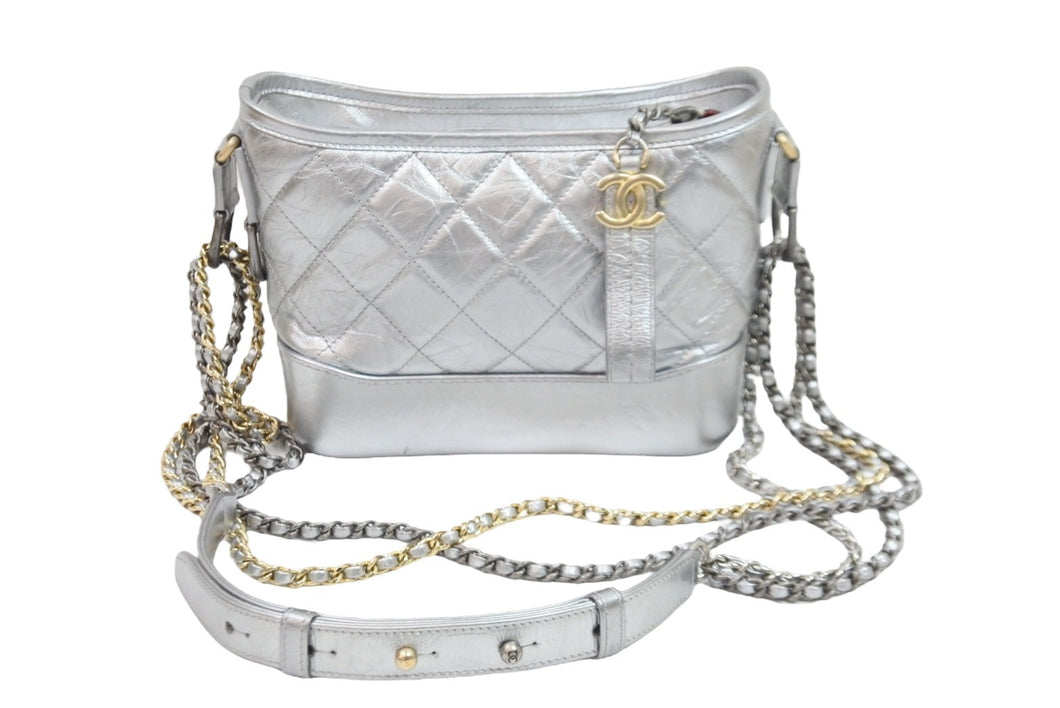 CHANEL シャネル ショルダーバッグ ガブリエル ヴィンテージカーフ チェーンショルダーバッグ 24番台 シルバー×ゴールド金具