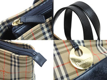 Load image into Gallery viewer, BURBERRY バーバリー トートバッグ ノバチェック柄 コットンキャンバス チャーム付き ゴールド金具 美品 中古 52343
