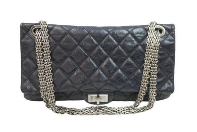 CHANEL シャネル ショルダーバッグ 2.55ハンドバッグ チェーンショルダー 11番台 ブラック レザー シルバー金具 美品 中古 52357