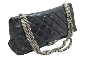 CHANEL シャネル ショルダーバッグ 2.55ハンドバッグ チェーンショルダー 11番台 ブラック レザー シルバー金具 美品 中古 52357