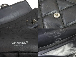 CHANEL シャネル ショルダーバッグ 2.55ハンドバッグ チェーンショルダー 11番台 ブラック レザー シルバー金具 美品 中古 52357