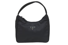 Load image into Gallery viewer, PRADA プラダ ハンドバッグ ブラック ナイロン MV519 シルバー金具 三角プレート 美品 中古 52374 正規品