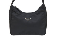 Load image into Gallery viewer, PRADA プラダ ハンドバッグ ブラック ナイロン MV519 シルバー金具 三角プレート 美品 中古 52374 正規品