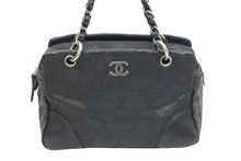 Load image into Gallery viewer, CHANEL シャネル ココマーク チェーンショルダーバッグ ハンドバッグ 10番台 キャビアスキン ブラック シルバー 美品 中古 52388