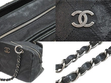 Load image into Gallery viewer, CHANEL シャネル ココマーク チェーンショルダーバッグ ハンドバッグ 10番台 キャビアスキン ブラック シルバー 美品 中古 52388