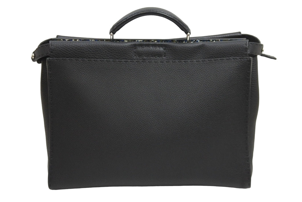 FENDI フェンディ ハンドバッグ ビジネスバッグ ピーカブー 7VA388 シルバー金具 ブラック セレリア レザー 美品 中古 52390