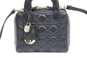 Christian Dior クリスチャンディオール レディディオール ハンドバッグ ショルダーバッグ ブラック レザー 美品 中古 52403