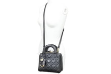 Load image into Gallery viewer, Christian Dior クリスチャンディオール レディディオール ハンドバッグ ショルダーバッグ ブラック レザー 美品 中古 52403
