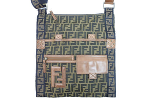 FENDI フェンディ ショルダーバッグ 8BH006 00NY0 FORT2 サコッシュ ズッカ ブラウン ナイロン ゴールド金具 良品 中古 52420