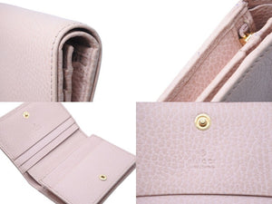 GUCCI グッチ 二つ折り財布 小銭入れ GGロゴ ピンク レザー イタリア製 ゴールド金具 美品 中古 52451 