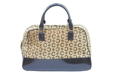CELINE セリーヌ ハンドバッグ ミニボストンバッグ Cマカダム ヴィンテージ MC00/2 ハラコ ベージュ ゴールド 良品 中古 52470