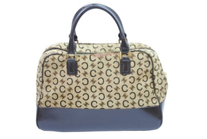 CELINE セリーヌ ハンドバッグ ミニボストンバッグ Cマカダム ヴィンテージ MC00/2 ハラコ ベージュ ゴールド 良品 中古 52470