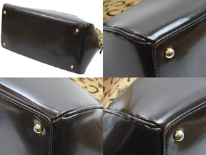 CELINE セリーヌ ハンドバッグ ミニボストンバッグ Cマカダム ヴィンテージ MC00/2 ハラコ ベージュ ゴールド 良品 中古 52470