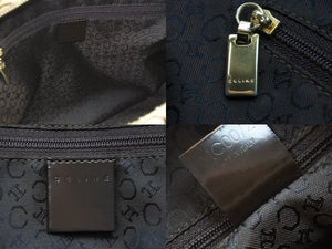 CELINE セリーヌ ハンドバッグ ミニボストンバッグ Cマカダム ヴィンテージ MC00/2 ハラコ ベージュ ゴールド 良品 中古 52470