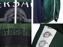 画像をギャラリービューアに読み込む, VERSACE ヴェルサーチ ジャージ トラックジャケット Sサイズ メデゥーサ グリーン ネイビー サイド 極美品 中古 52503 ロゴ