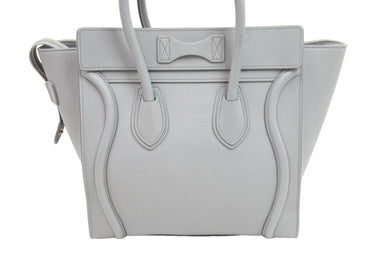 CELINE セリーヌ エディ期 現行 ハンドバッグ ラゲージハンドバッグ 189793AQL カーフスキン グレー ゴールド金具 美品 中古 52518
