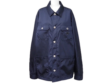 新品同様 PRADA プラダ ジャケット 22ss Re Nylon トライアングルロゴプレート 1WQ8 シルバー金具 中古 52543