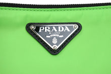 画像をギャラリービューアに読み込む, 極美品 PRADA プラダ ポーチ アクセサリーポーチ テスートポーチ グリーン トライアングルプレート 1NH545 シルバー金具 中古 52544