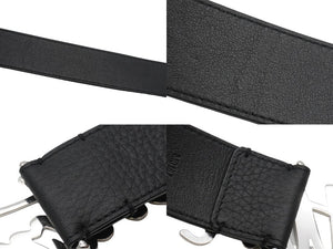 新品未使用 LouisVuitton ルイヴィトン ベルト サンチュール LVオートグラフ M0187 85/34 レザー ブラック シルバー金具 中古 52594