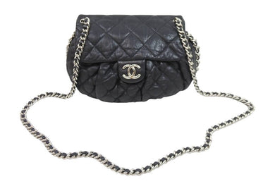 CHANEL シャネル マトラッセ チェーンアラウンド ショルダーバッグ 16番台 ラムスキン ブラック シルバー 美品 中古 52606