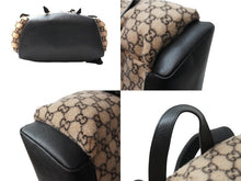 画像をギャラリービューアに読み込む, GUCCI グッチ リュックサック バックパック GG柄 598182 ウール レザー ベージュ ゴールド金具 美品 中古 52611 