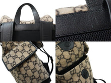 画像をギャラリービューアに読み込む, GUCCI グッチ リュックサック バックパック GG柄 598182 ウール レザー ベージュ ゴールド金具 美品 中古 52611 