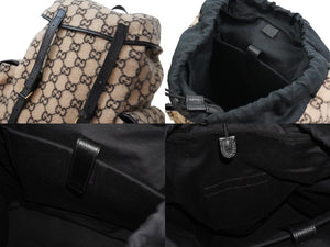 GUCCI グッチ リュックサック バックパック GG柄 598182 ウール レザー ベージュ ゴールド金具 美品 中古 52611 