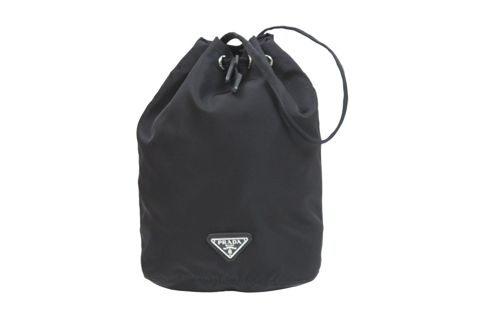 新品同様 PRADA プラダ 巾着ポーチ NERO トライアングルロゴ