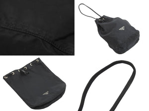 PRADA プラダ 巾着ポーチ NERO トライアングルロゴ ITALY製 テスート ブラック シルバー金具 美品 中古 52625
