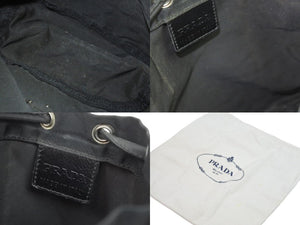 PRADA プラダ 巾着ポーチ NERO トライアングルロゴ ITALY製 テスート ブラック シルバー金具 美品 中古 52625
