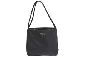 PRADA プラダ トートバッグ B6243 ブラック ナイロン トライアングルロゴプレート シルバー金具 美品 中古 52630