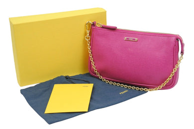 FENDI フェンディ ポーチ ワンショルダーバッグ 8M0271-F09 139-2354 レザー ピンク ゴールド金具 美品 中古 52631 