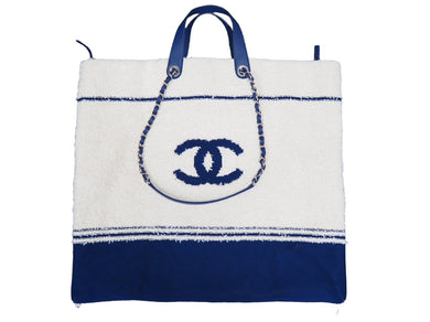CHANEL シャネル 19ss ココマーク ロゴ ラージ ショッピング 2way トートバッグ 27番台 ホワイト ラムスキン 中古 52643 正
