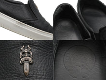 Load image into Gallery viewer, CHROME HEARTS クロムハーツ スニーカー スリッポン ローファー 42 レザー シルバー925 ガンメンタル金具 ブラック 良品 中古 52655