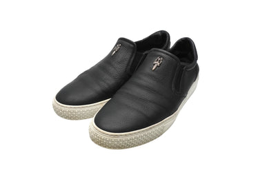 CHROME HEARTS クロムハーツ スニーカー スリッポン ローファー 42 レザー シルバー925 ガンメンタル金具 ブラック 良品 中古 52655