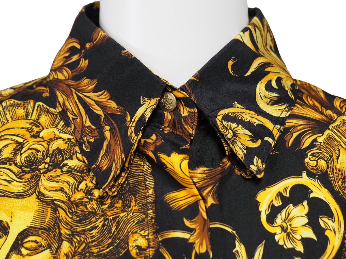 SALE*VERSACE JEANS*バロッコ柄ミックス 半袖 シャツ ブラック VERSACE JEANS COUTURE (ヴェルサーチェ ジーンズ クチュール