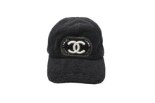 Load image into Gallery viewer, CHANEL シャネル キャップ 帽子 ココマーク 刺 イアンコナー ブラック パイル イタリア製 サイズL 美品 中古 52676