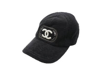 Load image into Gallery viewer, CHANEL シャネル キャップ 帽子 ココマーク 刺 イアンコナー ブラック パイル イタリア製 サイズL 美品 中古 52676