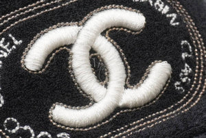 CHANEL シャネル キャップ 帽子 ココマーク 刺 イアンコナー ブラック パイル イタリア製 サイズL 美品 中古 52676