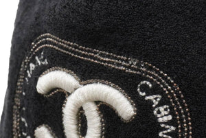 CHANEL シャネル キャップ 帽子 ココマーク 刺 イアンコナー ブラック パイル イタリア製 サイズL 美品 中古 52676